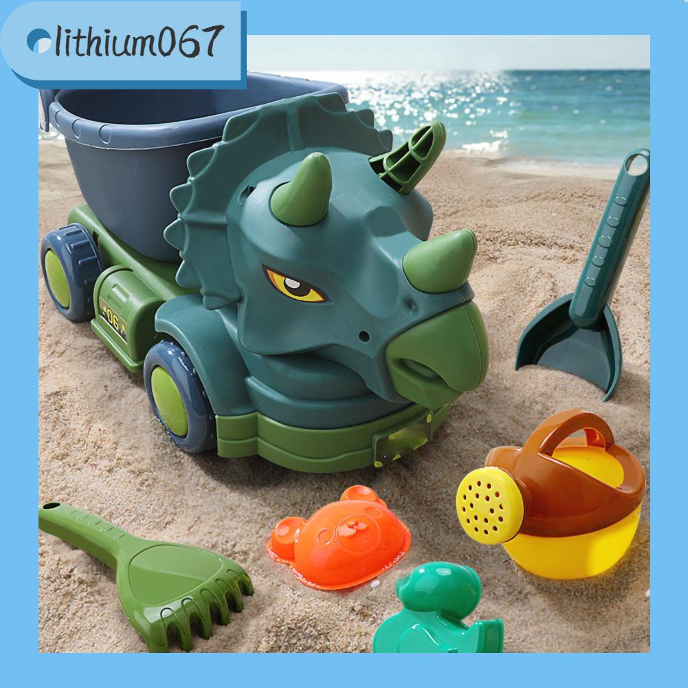 Lithium067 Xe tải đồ chơi khủng long Mô phỏng cao Màu sắc tươi sáng Thả cửa có thể di chuyển được ô tô vận Playset cho trẻ em Quà tặng