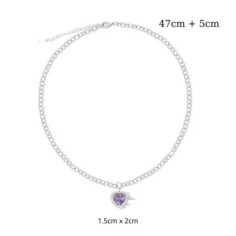 Dây Chuyền Charm Trái Tim Đá Tím - Vani Store [TS000623]