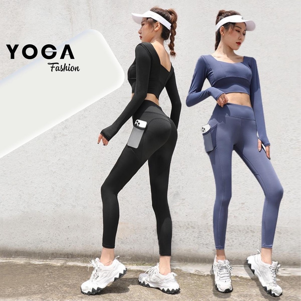 Quần tập Gym Yoga nữ, quần legging thun tim mông có túi đựng điện thoại tiện lợi YG10