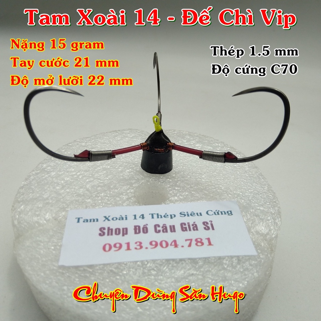 Lưỡi Câu Cá Tam Xoài 14 Đế Chì Vip. Chuyên dùng săn hugo. Lưỡi câu lục, lưỡi tam, lưỡi tứ