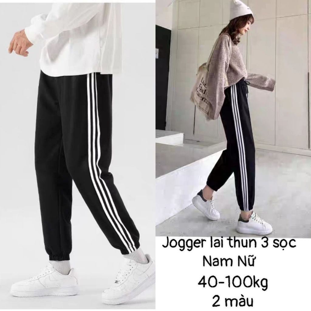 40-100kg Quần jogger BO CHUN GẤU (3 sọc-trơn) thể thao unisex nam nữ ống rộng hiphop bigsize thu đông basic pantt