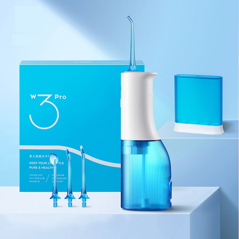 Tăm nước Soocas W3 Pro công suất mạnh mẽ 4 vòi xịt vệ sinh răng miệng thuận tiện đi du lịch