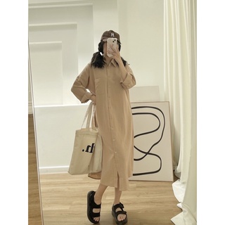 [ CRUSHH STUDIO - ẢNH CHÍNH CHỦ ] D07 - Đầm sơ mi suông beige