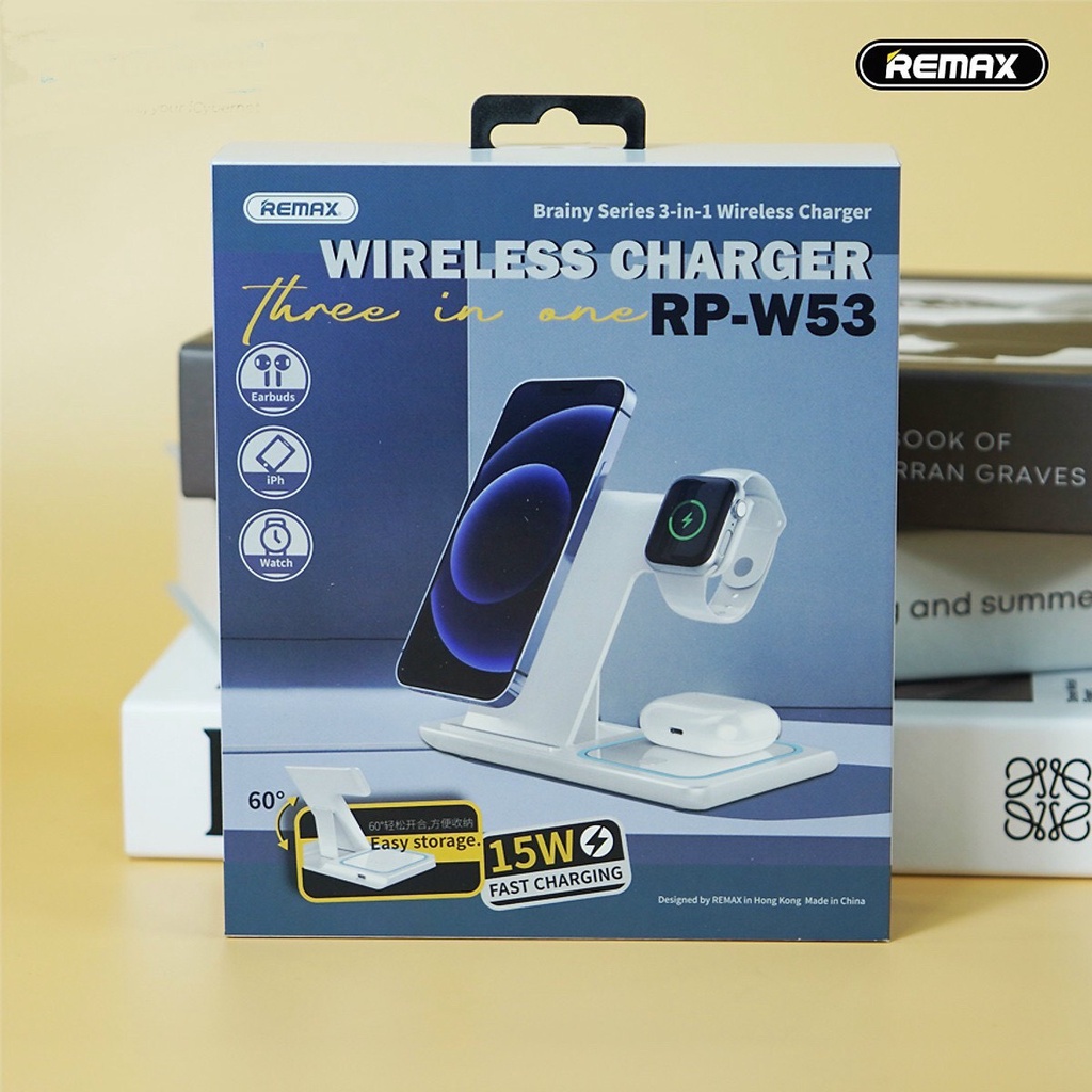 Đế sạc nhanh không dây 3 in 1 Remax RP-W53/Remax RP-W56/RP-W60(22W) sạc cho điện thoại đồng hồ thông minh và tai nghe