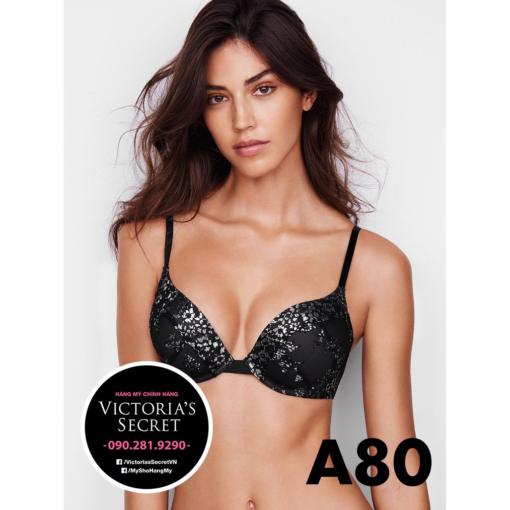(Bill Mỹ 36AA, A80) - Áo đen lấp lánh, siêu nâng, gài trước, Bombshell Add-2-cups, Black Lurex - Victoria Secret USA | BigBuy360 - bigbuy360.vn