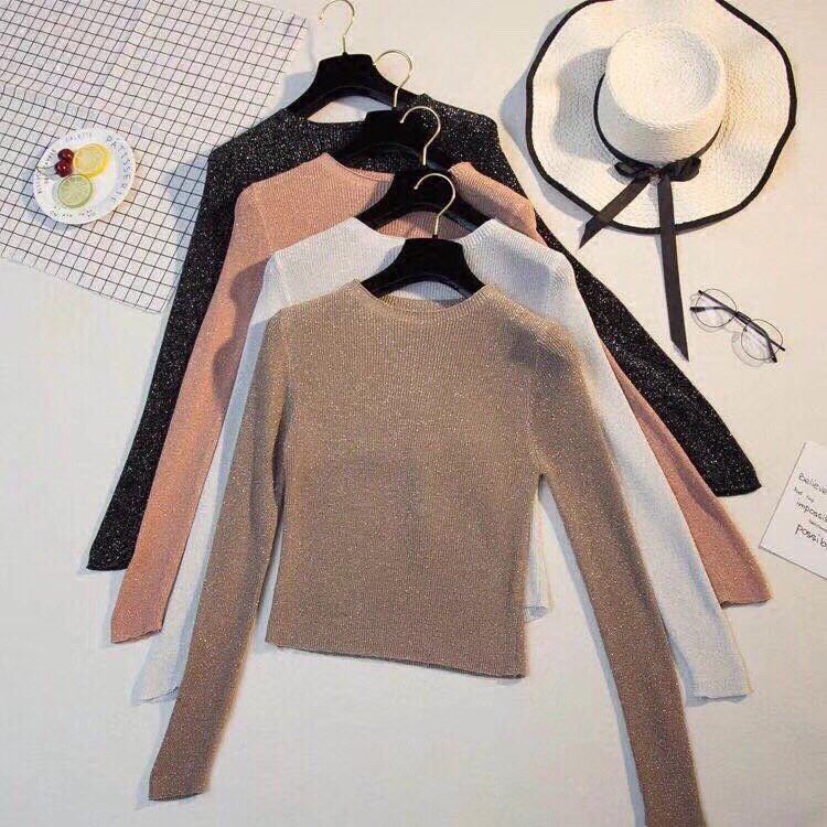 [ Mã WASTRUN4 giảm 10% tối đa 30K đơn 99K] Áo len nhũ mỏng co giãn cổ tròn dài tay HH1610 - NhiNhiShop | BigBuy360 - bigbuy360.vn