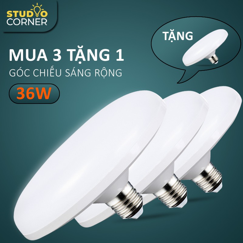 [COMBO3 +1] Bóng đèn led tròn hình đĩa bay tiết kiệm điện công suất cao 18W-24W-36W-50W,đuôi vít xoắn E27-DDB