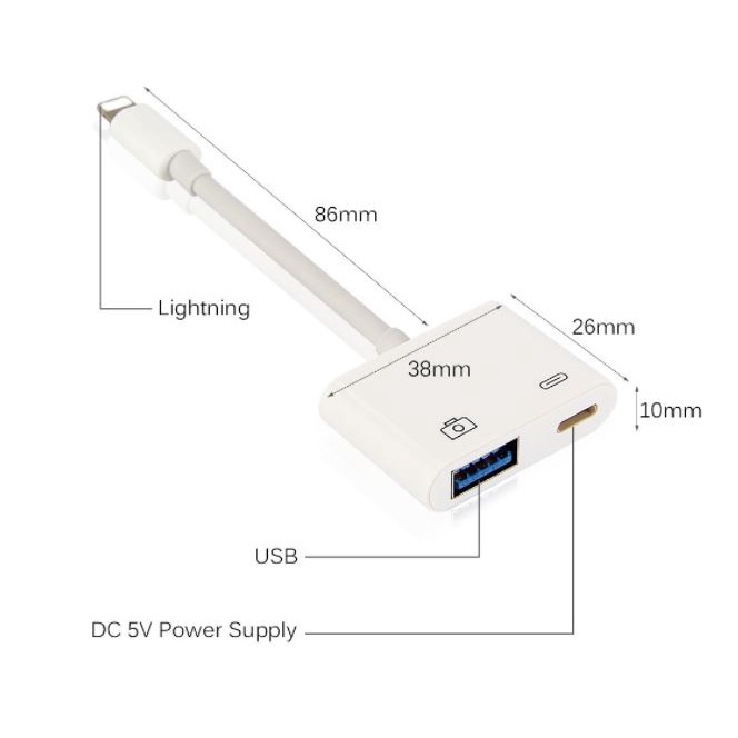 Adapter Lightning to USB 3 Camera Reader Charge Connection Kits Data Sync for Apple iPhone12 11 X/XS/8 P/7/7P/6S