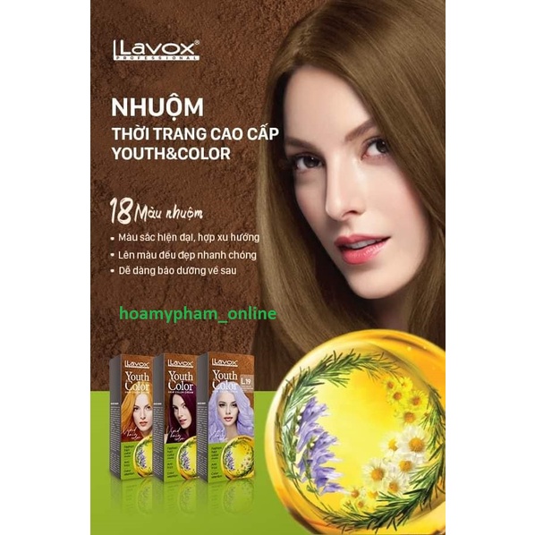 NHUỘM TÓC MÀU THỜI TRANG LAVOX 60mlx2 💖 Kèm Chai Oxy + Dầu Xả Giữ Màu Tóc + Găng Tay💖 - L12