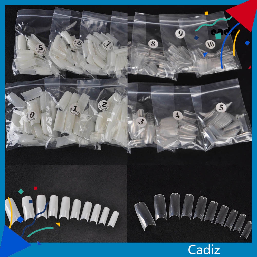 Bộ 500 Móng Tay Giả Bằng Acrylic Chuyên Dụng Cho Làm Đẹp Kiểu Pháp