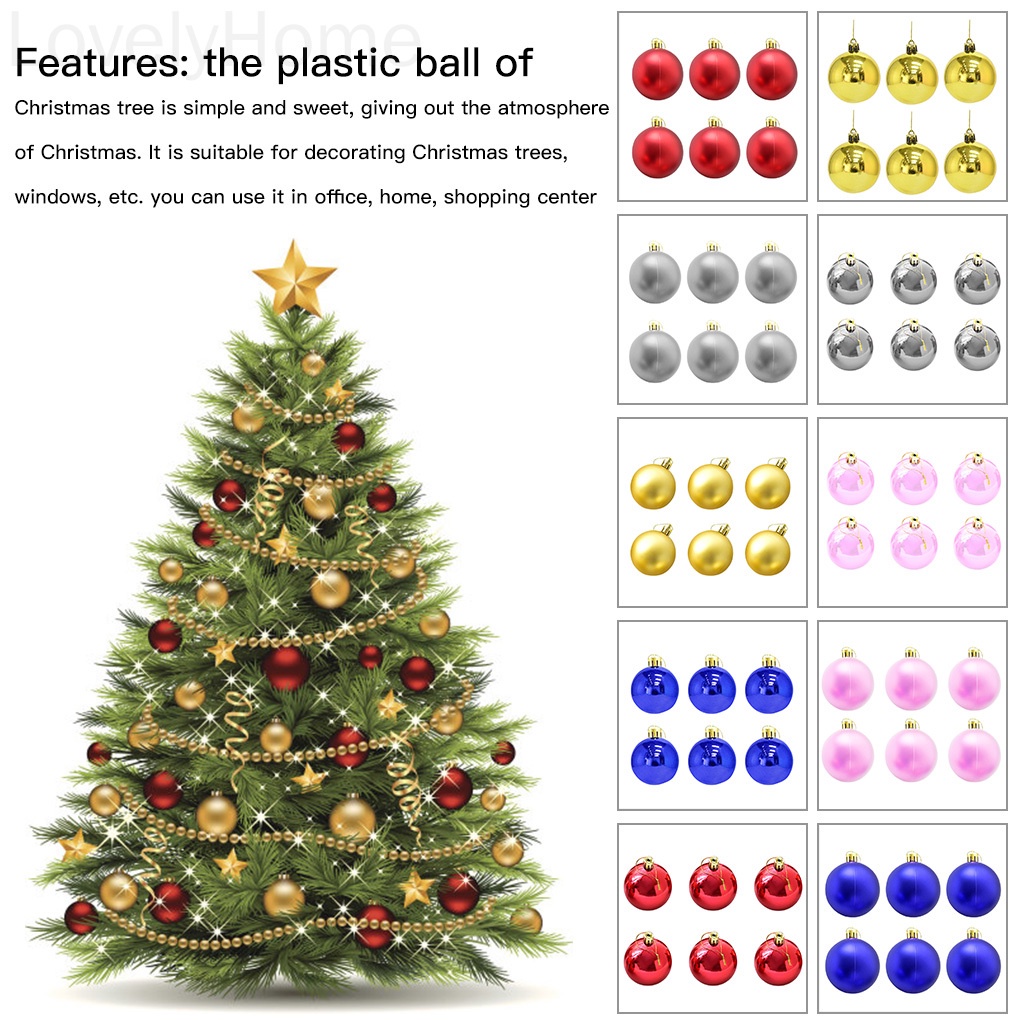 Set 6 quả châu trang trí cây thông noel xinh xắn