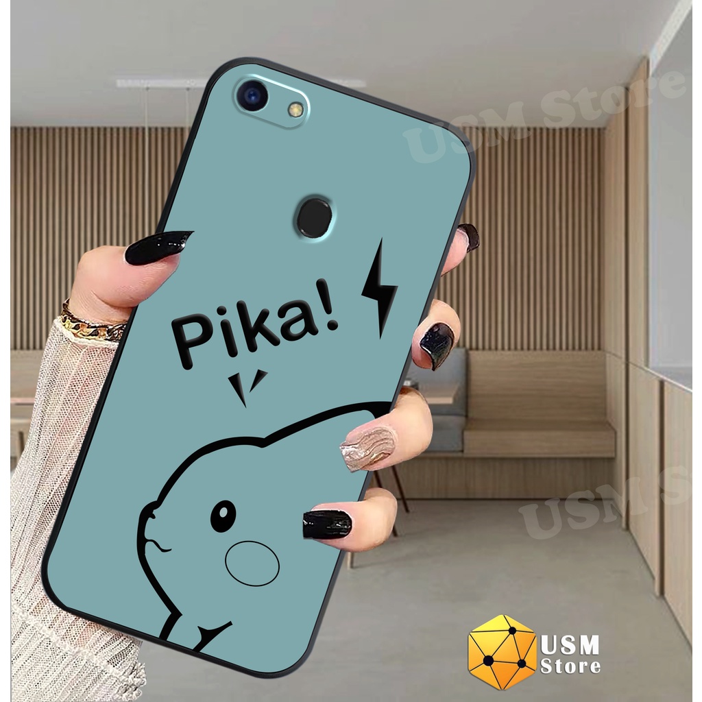 Ốp điện thoại Oppo F5 / F5 Youth/F7/F11/F11 Pro viền vuông có viền bảo vệ camera sau, in hình Pikachu dễ thương