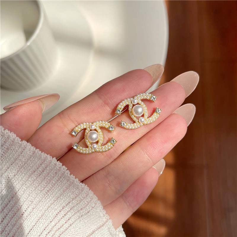 Bông Tai Mạ Bạc 925 Đính Ngọc Trai Cao Cấp Mới Phong Cách Hàn Quốc
