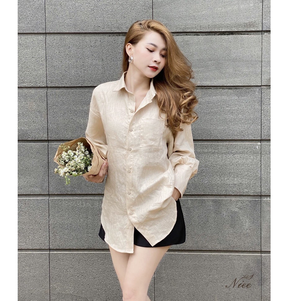 Áo sơmi linen cổ tay cách điệu - Elleni