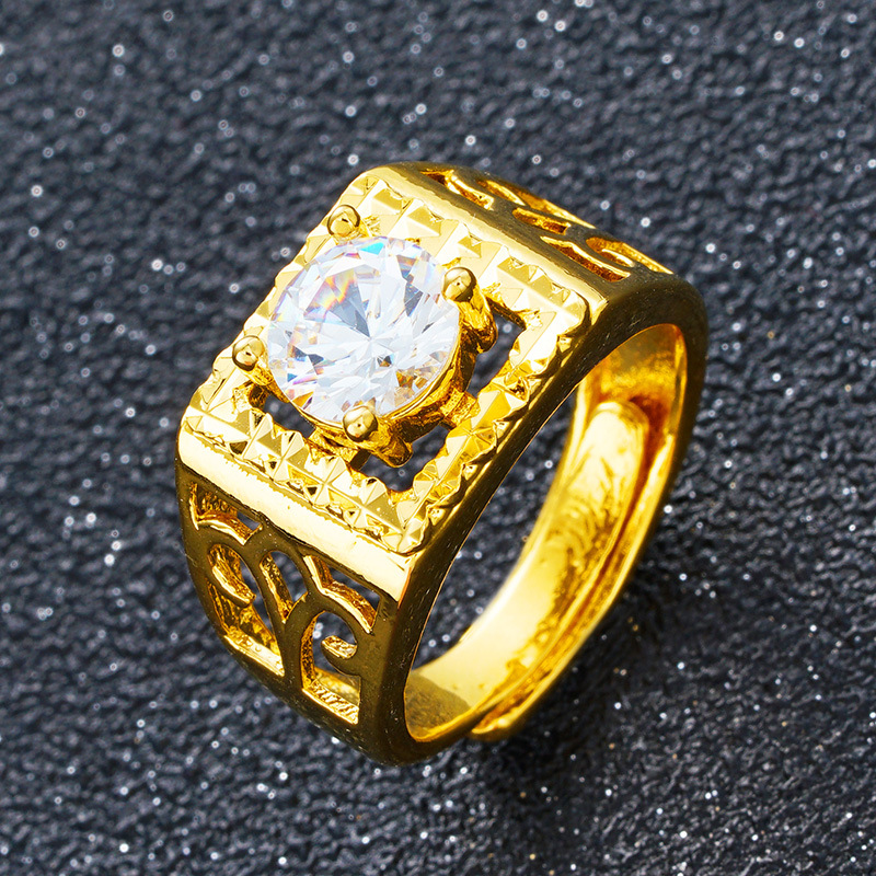 Nhẫn Mạ Vàng 24k Đính Đá Zircon Sang Trọng Cho Nam