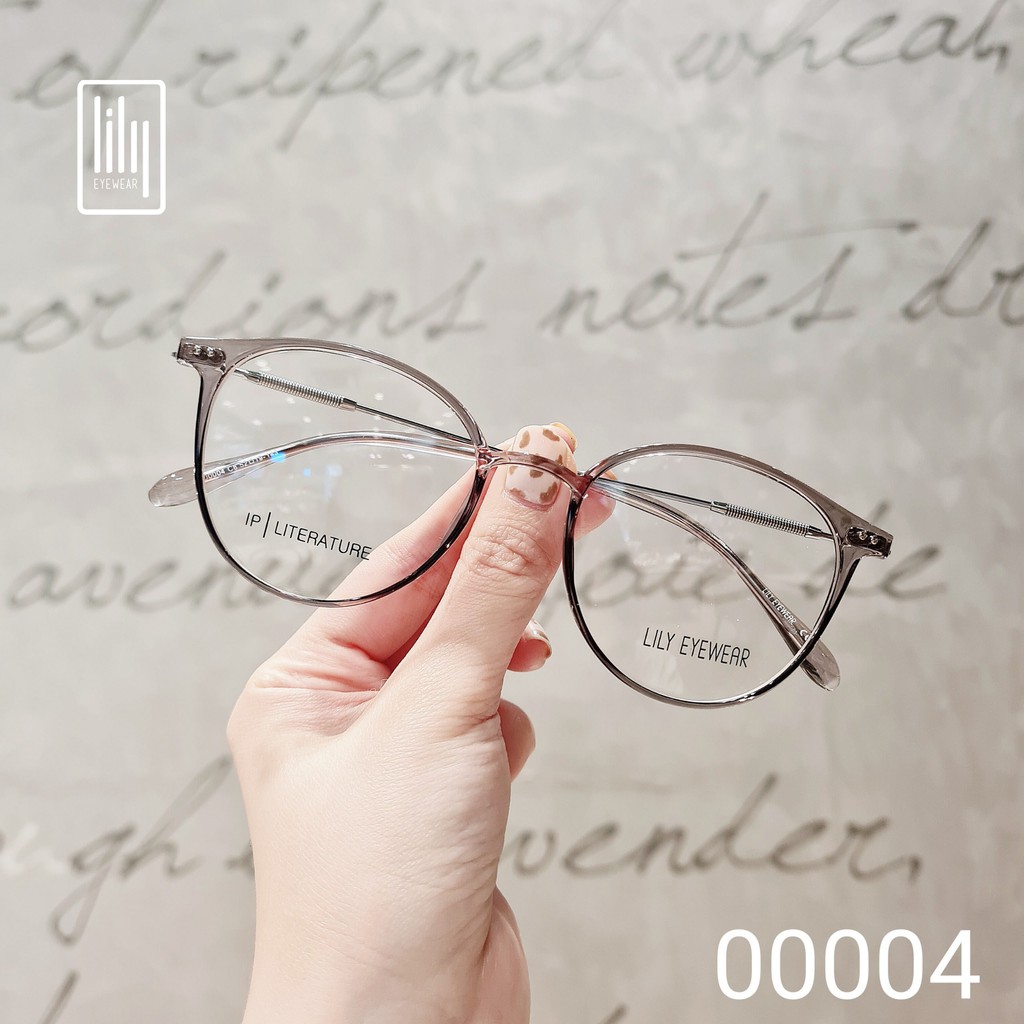 Gọng kính cận mắt tròn nam nữ LILYEYEWEAR chất liệu nhựa phối kim loại thanh nhẹ dễ đeo đa dạng màu sắc 00004