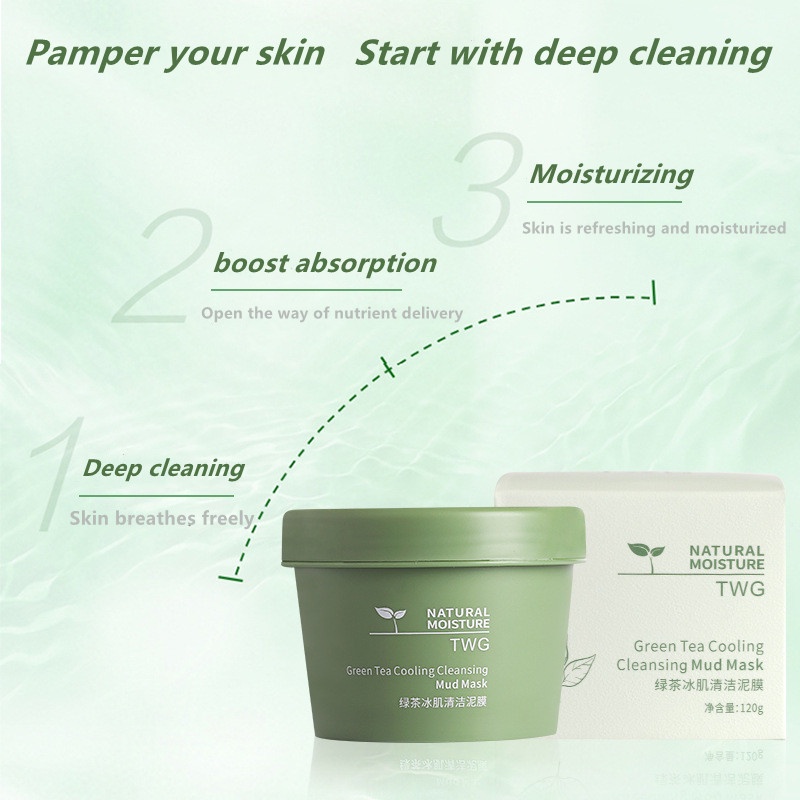 SEVICH Clay Mask Moisturizing Deep Cleansing Pore Tightening Green Tea Mask 120g