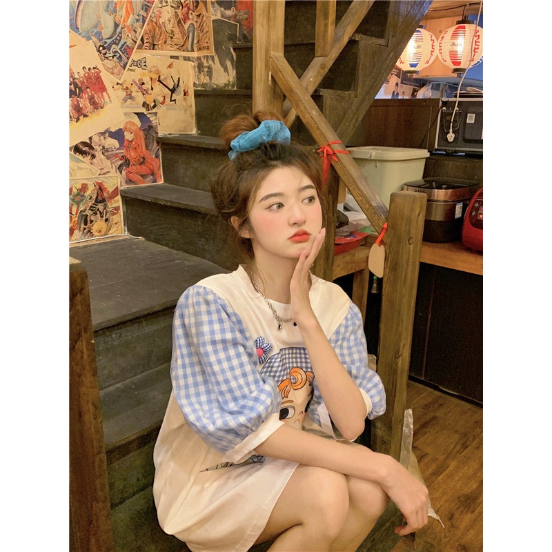 Áo Thun Ngắn Tay In Họa Tiết Hoạt Hình Phong Cách Hàn Quốc Thời Trang Cho Nữ