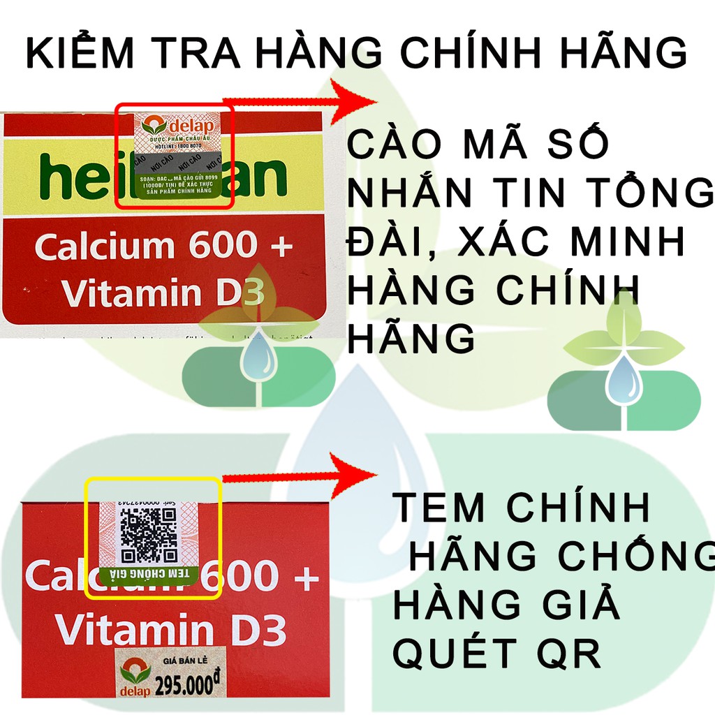 Calcium 600+Vitamin D3 Heilusan Bổ Sung Và Hỗ Trợ Hấp Thu Tối Đa Calci Cho Xương,Răng