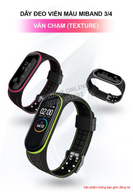 Dây đeo miband thay thế cho Xiaomi Miband 3 Xiaomi Miband 4 vân chạm phối chỉ màu siêu mềm