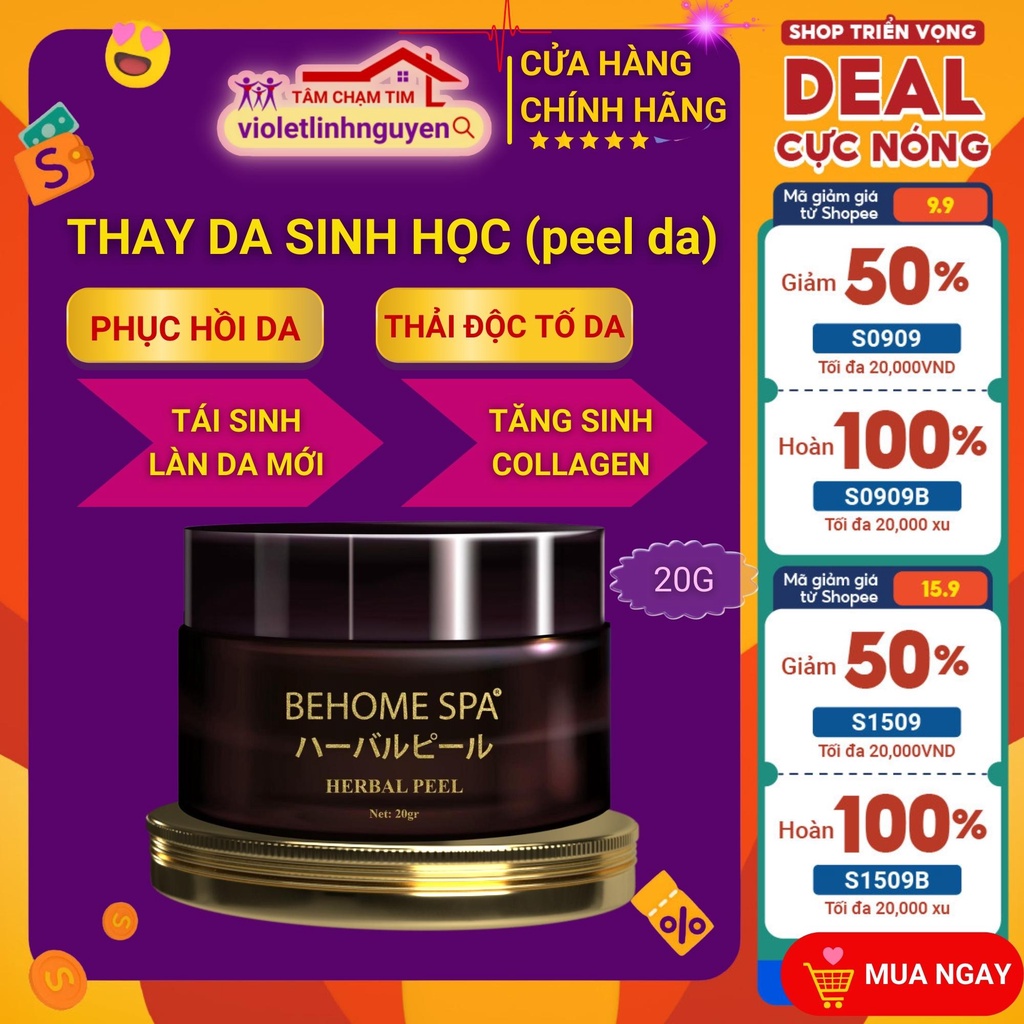 (Chính hãng) Tinh chất thay da sinh học Herbal Peel BEHOME SPA tái sinh làn da mới, bong da dịu nhẹ không sưng (20g)