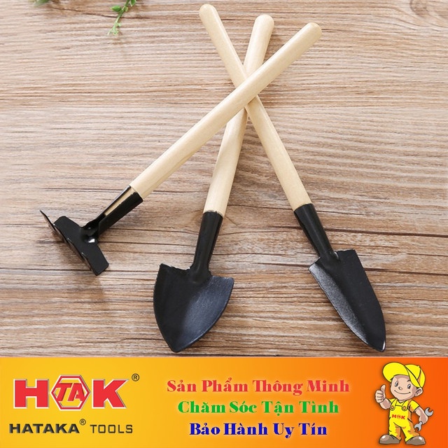 Bộ Cuốc Xẻng Mini Trồng Cây Cảnh - Dụng Cụ 3 Món Chăm Sóc Cây Cảnh Bonsai, Làm Vườn, Chăm Xương Rồng