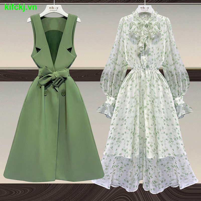 Set đầm hoa hai món có size lớn 2021 phong cách phương tây dành cho nữ có bán lẻ