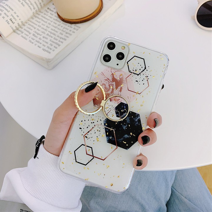 [Có Đỡ Lưng] Ốp Lưng iPhone 7/8/7Plus/8Plus/X/XS/XSMAX/11/11Pro/11ProMax Họa Tiết Đá Cẩm Thạch - Mã TZAC268