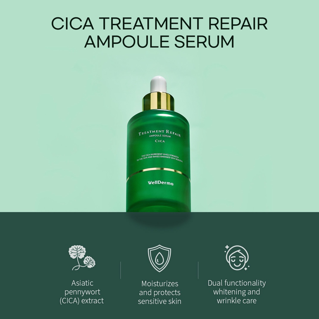 Bộ huyết thanh serum Cica và con lăn Wellderma v-line mini Cica Beauty Care Serum & Roller Set