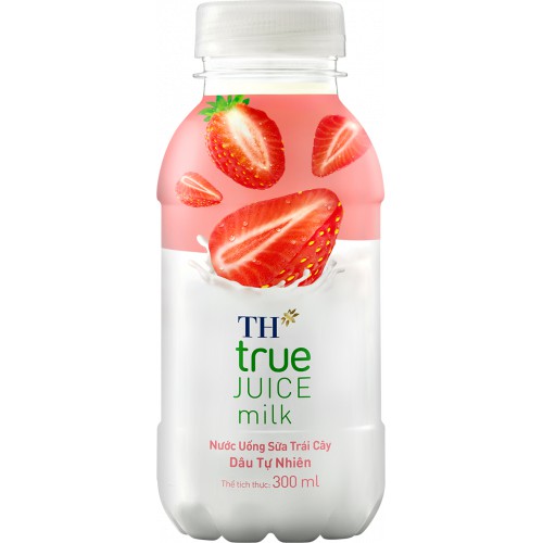 Thanh Hóa - Nước uống sữa trái cây TH vị DÂU chai 300ml