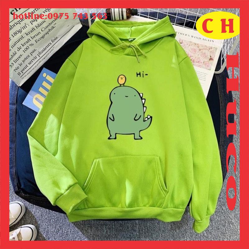Áo hoodie khủng long Hi form thụng nam nữ, lót lông nhẹ, hodi nam nữ giá rẻ nhất thị trường unisex freesize ulzzang ❤