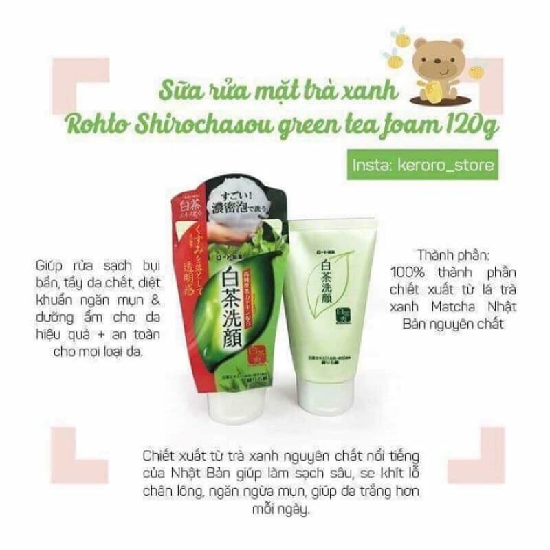 Sữa Rửa Mặt Trà Xanh Ngăn Ngừa Mụn Dạng Kem Nội Địa Nhật Bản 120g - SAKUKO
