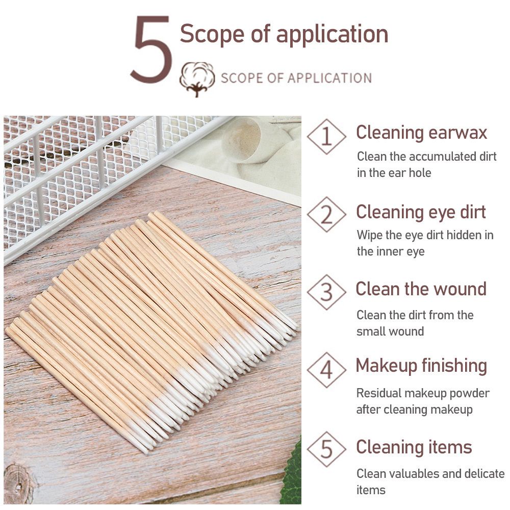 [Hàng mới về] Set 100/300 tăm bông siêu nhỏ dùng một lần chuyên dụng cho tẩy trang