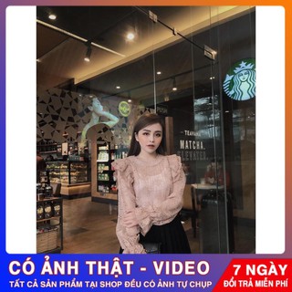 Áo Ren Thiết Kế 🎉️FREESHIP️🎉Giảm 30k Khi Nhập Mã [EMILY] Áo Ren Tay Cánh Tiên Cổ Tròn Trẻ Trung