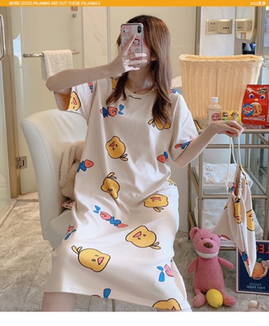 [HÀNG QUẢNG CHÂU] Váy Ngủ Hoạt Hình Cute  Đầm Ngủ Suông Chất Cotton Mềm Mát  Mẫu 2021 | BigBuy360 - bigbuy360.vn