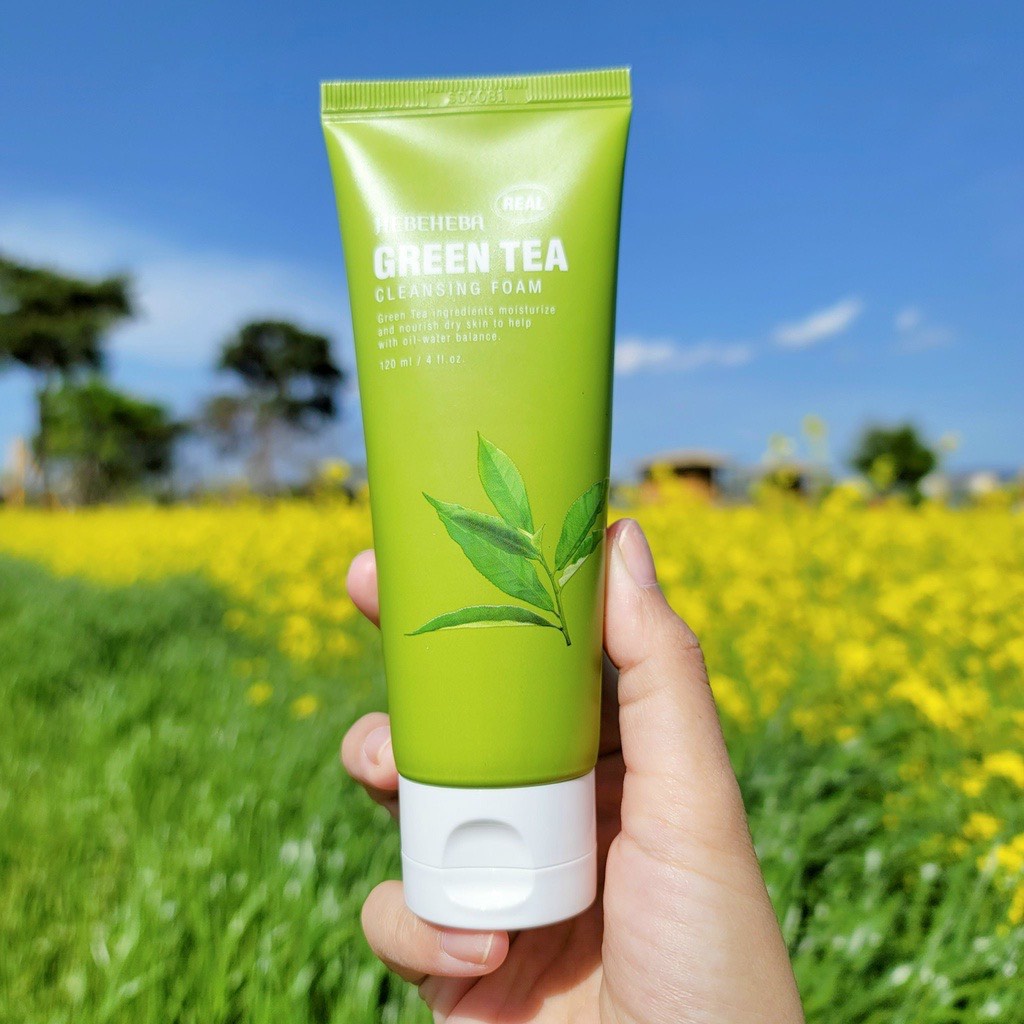 Sữa Rửa Mặt Cho Da Hỗn Hợp Chiết Xuất Trà Xanh Hebeheba Real Greentea Cleansing Foam 120ml