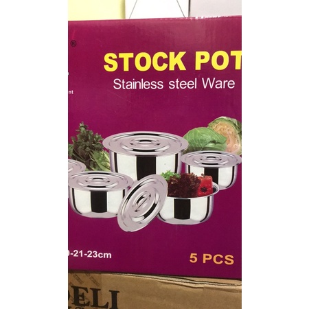 Set 5 bát tô inox Stocks Pot kèm nắp