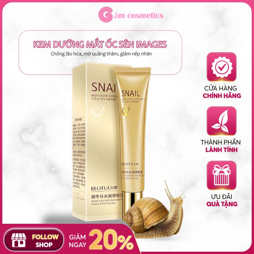 Kem dưỡng da mắt tinh chất ốc Sên Snail Images 20g xóa nếp nhăn mờ quầng thâm hiệu quả - Gấm cosmetics