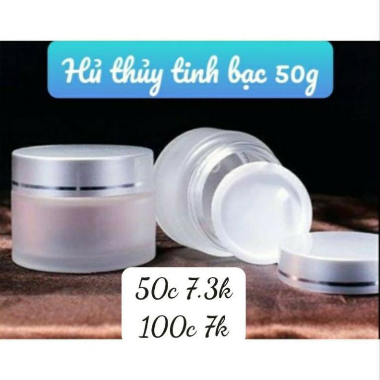 Hủ Đựng Kem ❤ SIÊU RẺ ❤ Hũ chiết mỹ phẩm thủy tinh nắp bạc 5g,10g,15g,20g đựng kem , phụ kiện du lịch