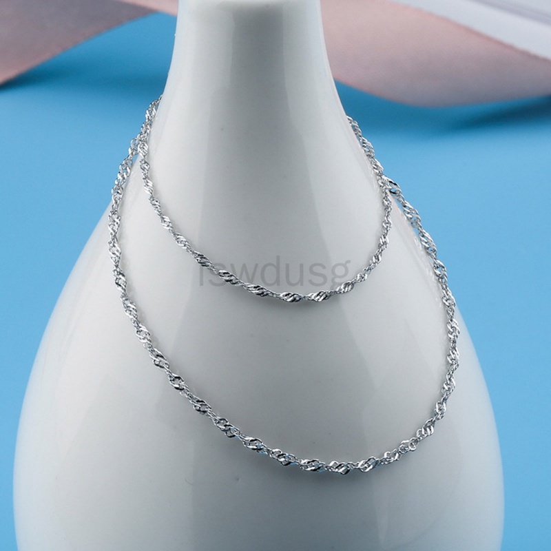 S925 Chuỗi vòng cổ bằng bạc Ý 1.5mm Wave Chain TẤT CẢ CÁC KÍCH THƯỚC Quý bà 16-24 inch Quý bà Quà tặng mùa xuân Móc cài