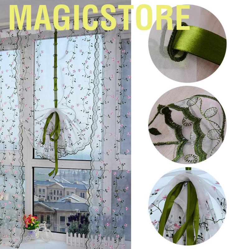 Magicstore curtains salon Tulle Yarn Screen Curtains Chrysanthemum Sheer Drape for Living Room Window Decor blackout