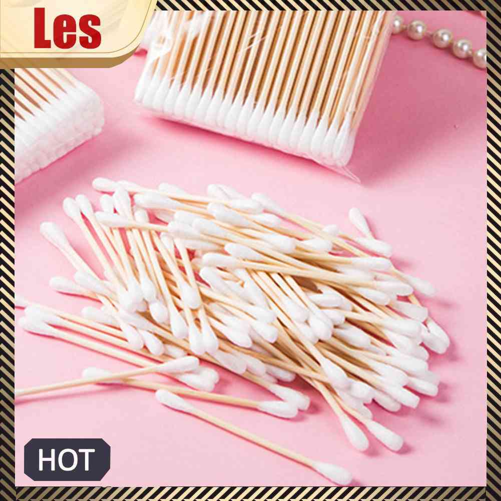 Set 100 Tăm Bông Cotton Hai Đầu Dùng Một Lần Để Trang Điểm