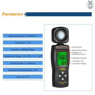 【umbr】SMART SENSOR Mini Digital Lux Meter LCD Display Handheld Illuminometer Luminometer Photometer Luxmeter Light Meter