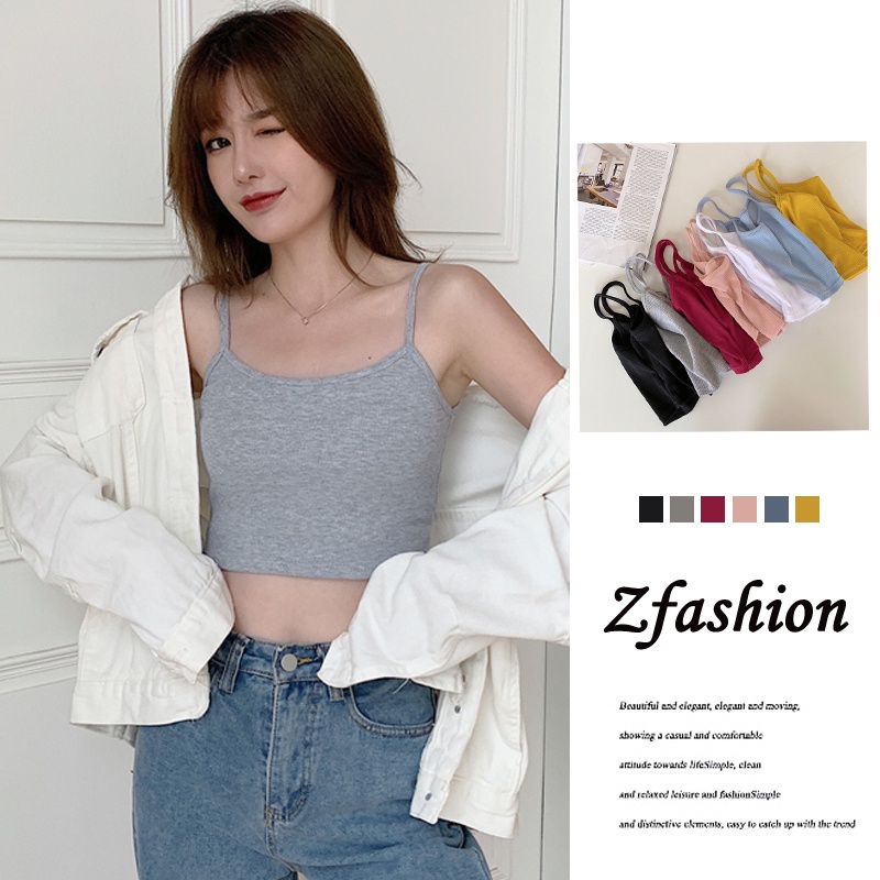 Áo Croptop Hai Dây Phong Cách Hàn Quốc Quyến Rũ Cho Nữ Áo Crop Top Thể Thao Hai Dây Co Giãn Màu Trơn Thời Trang Mùa Hè Quyến Rũ Cho Nữ