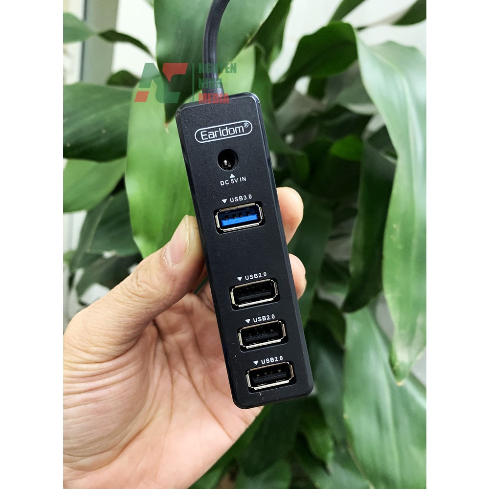 Hub Chuyển USB Type C ra 1 cổng USB 3.0 + 3 Cổng USB 2.0 + 5V DC Earldom HUB 08 - Hàng Chính Hãng