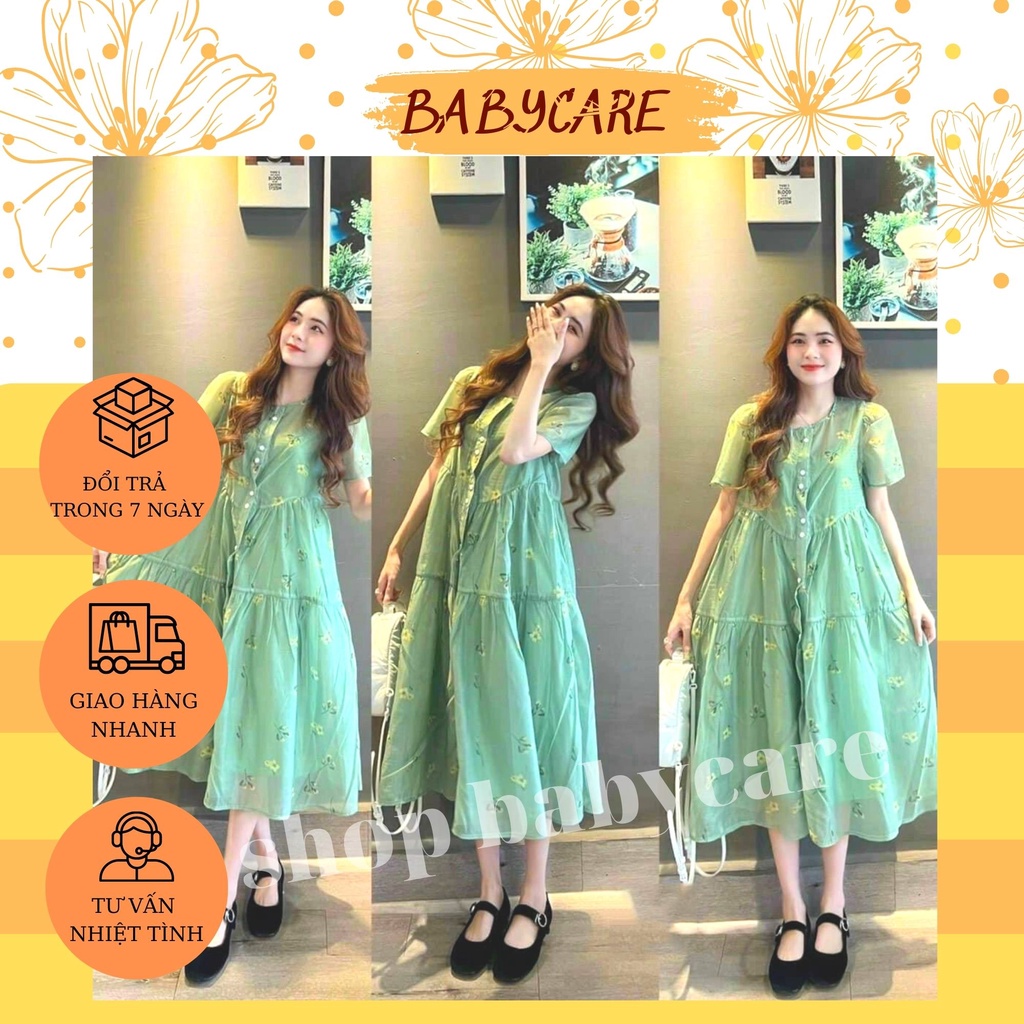 VÁY BẦU TIỂU THƯ HOA NHÍ XINH XẮN - ĐẦM BẦU ĐẸP KIỂU DÁNG HÀN QUỐC CHO MẸ BẦU