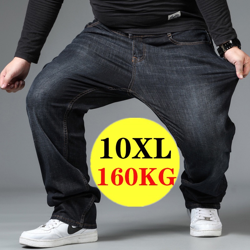 Quần Jean Đen Lưng Cao Co Giãn Dáng Rộng Cỡ Lớn 10XL Cho Nam