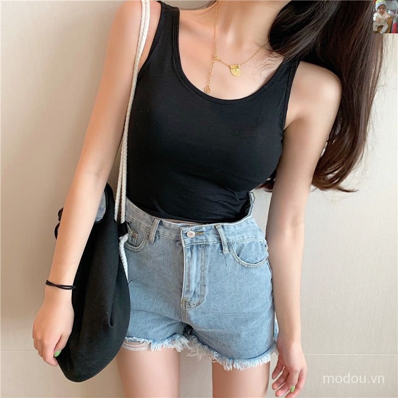 Áo hai dây cổ chữ U có mút đệm ngực hợp thời trang