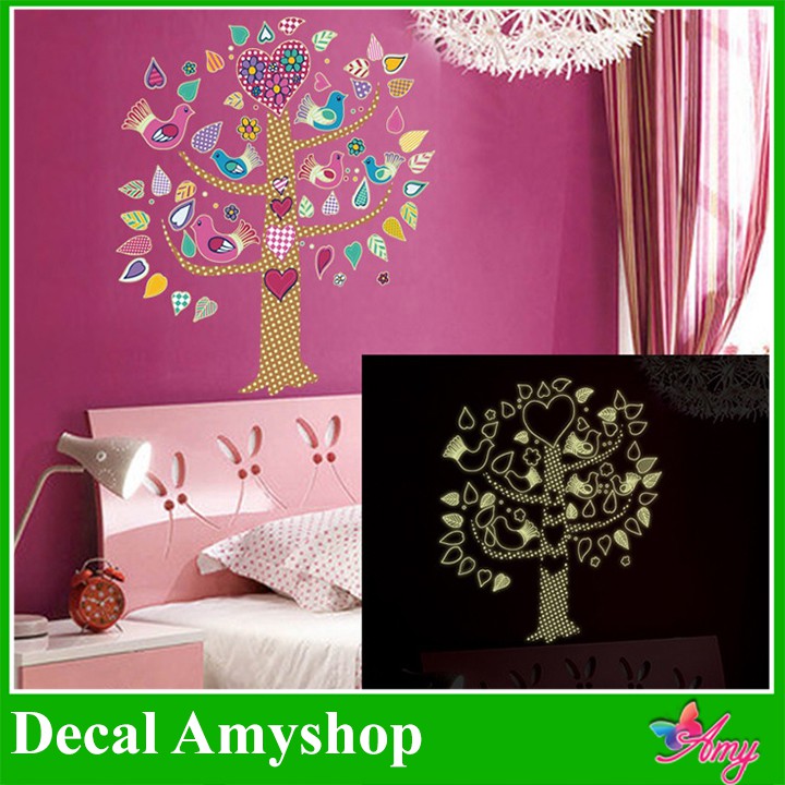 Decal dán tường Vườn thú DẠ QUANG dán trang trí tường phòng bé yêu