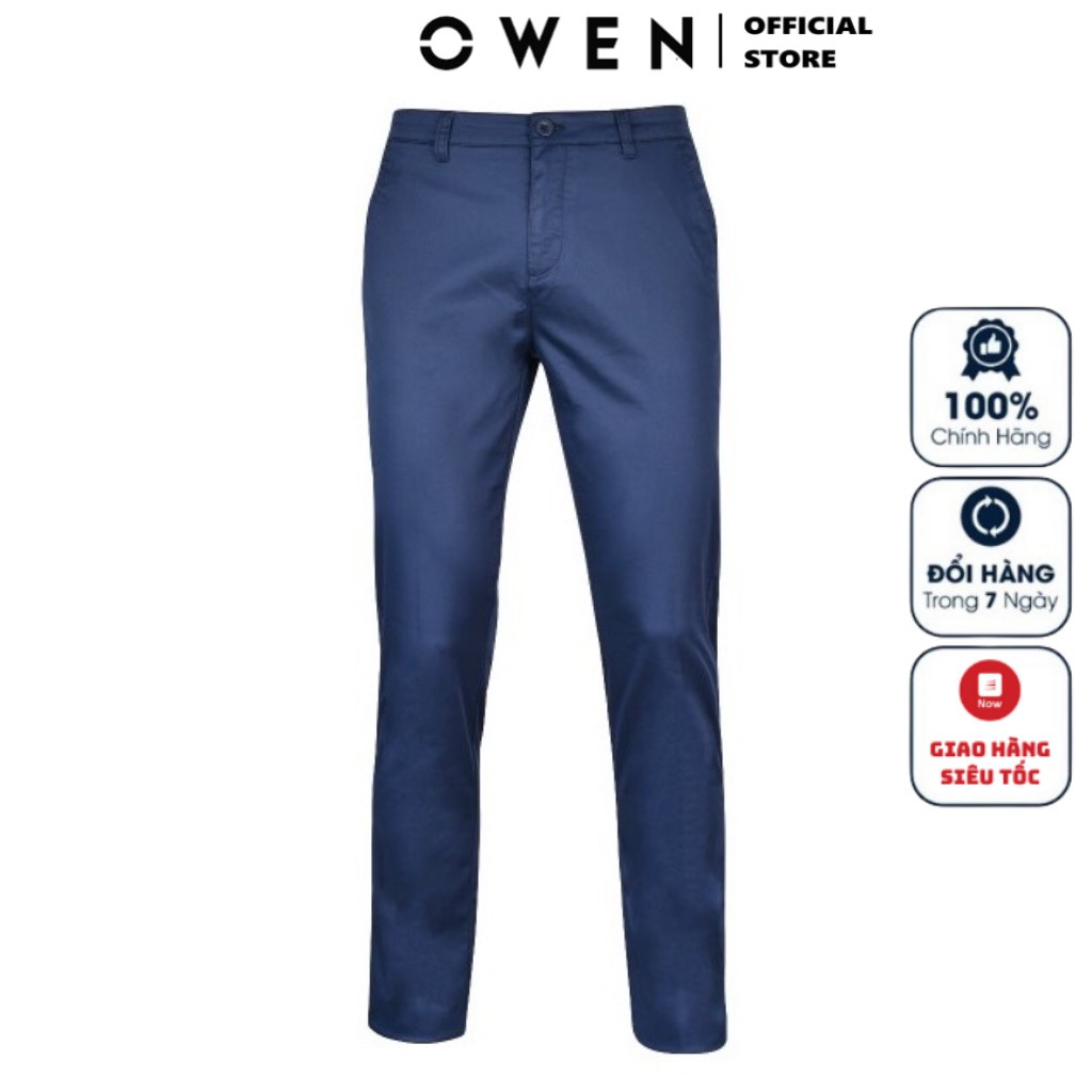 Quần Kaki Nam Owen QKSL22370 Màu Xanh Navy Trơn Kiểu Dáng Slim Fit Chất Liệu Cotton
